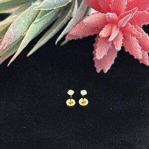 14K Gold - 3mm CZ Stud Earrings